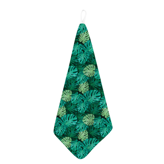 Green Tropical Monstera Pattern Print Hand Towel