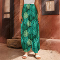 Green Tropical Monstera Pattern Print Harem Pants