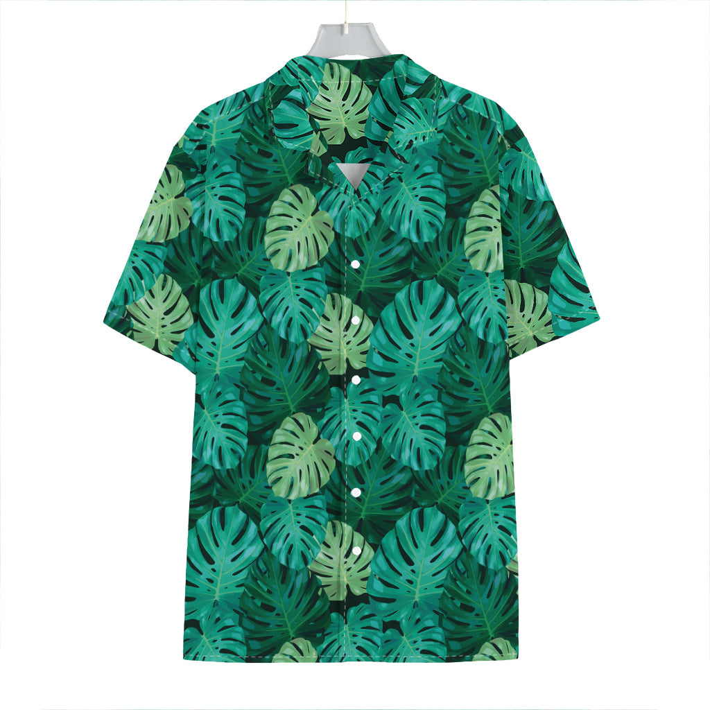 Green Tropical Monstera Pattern Print Hawaiian Shirt
