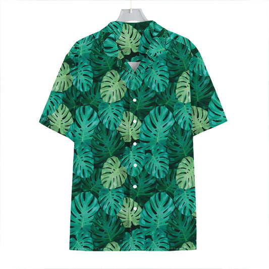 Green Tropical Monstera Pattern Print Hawaiian Shirt
