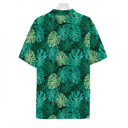 Green Tropical Monstera Pattern Print Hawaiian Shirt