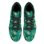 Green Tropical Monstera Pattern Print High Top Leather Sneakers
