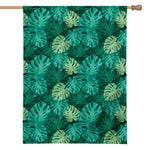 Green Tropical Monstera Pattern Print House Flag