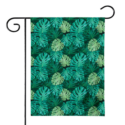 Green Tropical Monstera Pattern Print House Flag