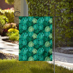 Green Tropical Monstera Pattern Print House Flag