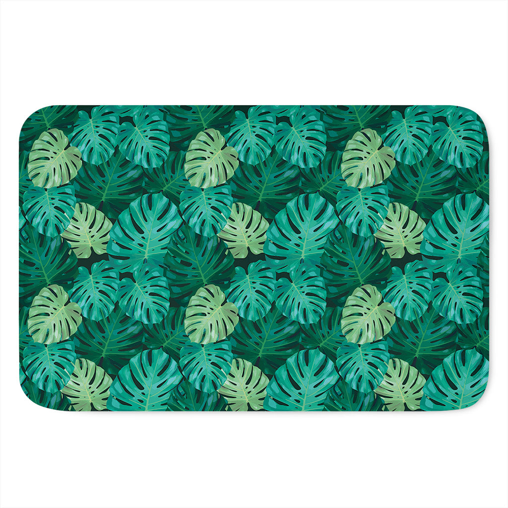 Green Tropical Monstera Pattern Print Indoor Door Mat