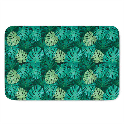 Green Tropical Monstera Pattern Print Indoor Door Mat