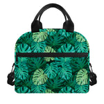 Green Tropical Monstera Pattern Print Insulated Lunch Bag