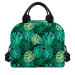 Green Tropical Monstera Pattern Print Insulated Lunch Bag