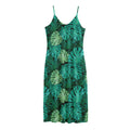 Green Tropical Monstera Pattern Print Jersey Midi Cami Dress