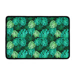 Green Tropical Monstera Pattern Print Kitchen Mat