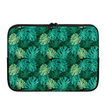 Green Tropical Monstera Pattern Print Laptop Sleeve