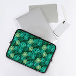 Green Tropical Monstera Pattern Print Laptop Sleeve