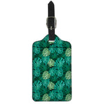 Green Tropical Monstera Pattern Print Luggage Tag