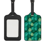 Green Tropical Monstera Pattern Print Luggage Tag