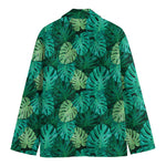 Green Tropical Monstera Pattern Print Men's Blazer