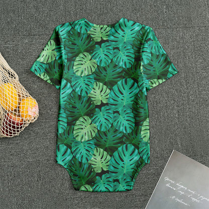 Green Tropical Monstera Pattern Print Men's Bodysuit