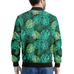 Green Tropical Monstera Pattern Print Men's Bomber Jacket