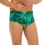 Green Tropical Monstera Pattern Print Men's Briefs