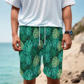 Green Tropical Monstera Pattern Print Men's Cargo Shorts