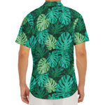 Green Tropical Monstera Pattern Print Men's Deep V-Neck Shirt