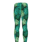 Green Tropical Monstera Pattern Print Men's leggings