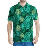 Green Tropical Monstera Pattern Print Men's Polo Shirt