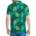 Green Tropical Monstera Pattern Print Men's Polo Shirt