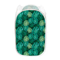 Green Tropical Monstera Pattern Print Mesh Laundry Hamper