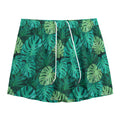 Green Tropical Monstera Pattern Print Mesh Shorts