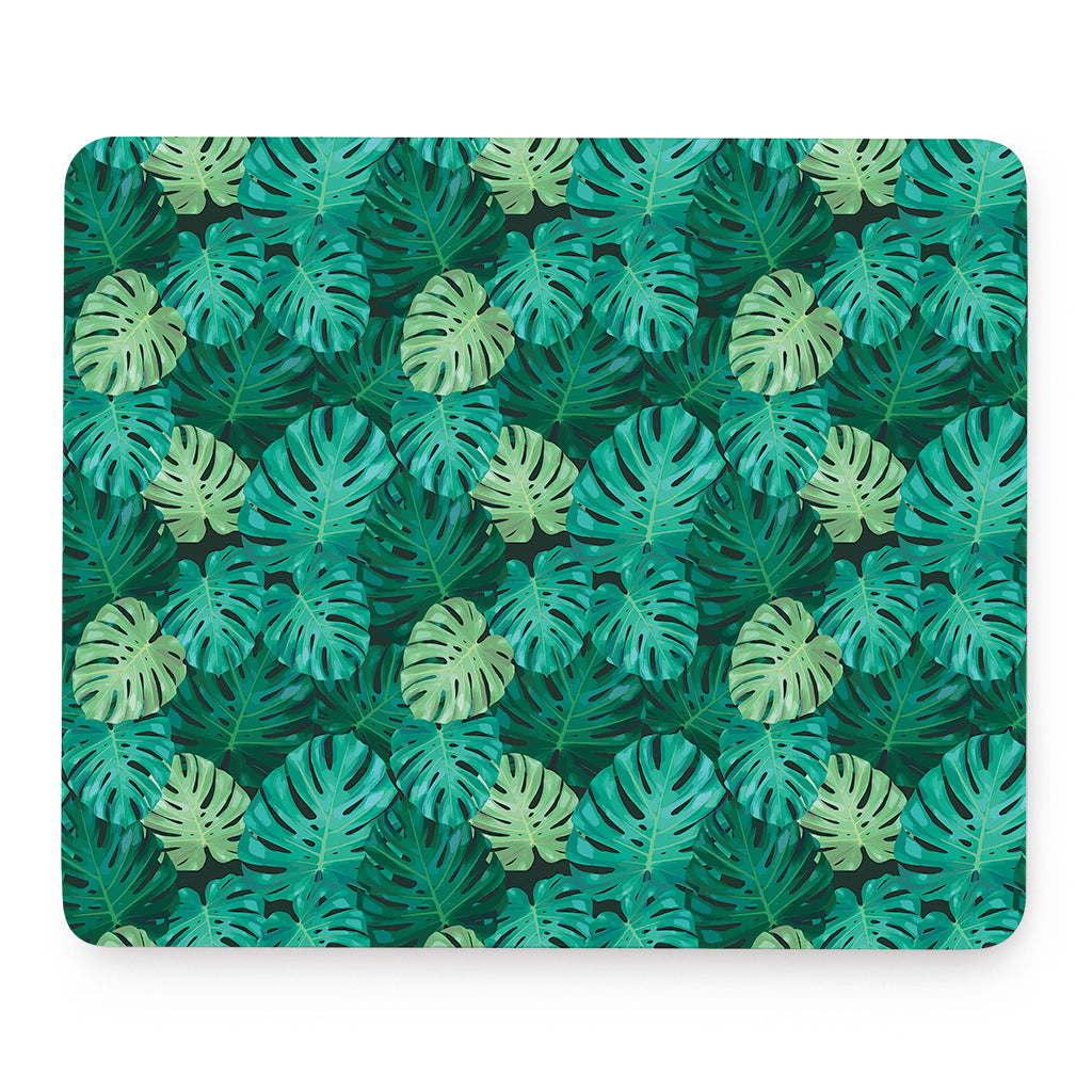 Green Tropical Monstera Pattern Print Mouse Pad