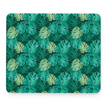 Green Tropical Monstera Pattern Print Mouse Pad