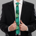 Green Tropical Monstera Pattern Print Necktie