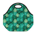 Green Tropical Monstera Pattern Print Neoprene Lunch Bag