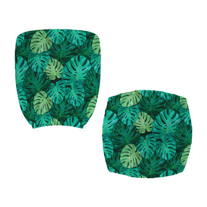 Green Tropical Monstera Pattern Print Office Chair Cover