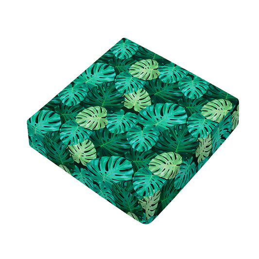 Green Tropical Monstera Pattern Print Outdoor Seat Cushion Cover