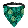 Green Tropical Monstera Pattern Print Over The Collar Dog Bandana