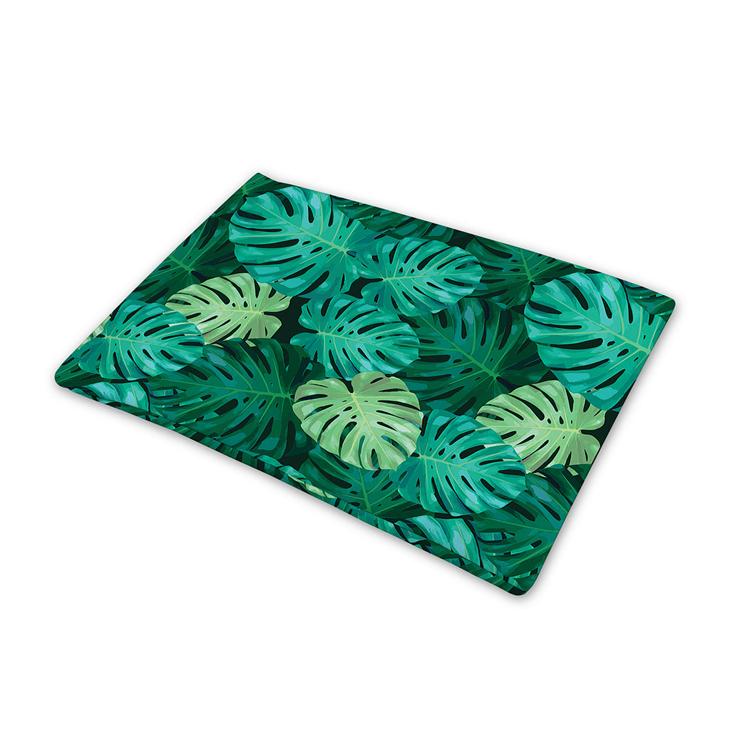 Green Tropical Monstera Pattern Print Pet Cooling Mat Cover