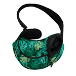 Green Tropical Monstera Pattern Print Pet Sling Carrier