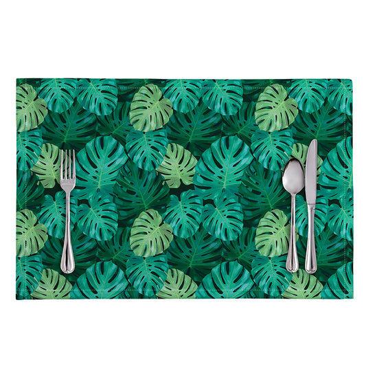 Green Tropical Monstera Pattern Print Placemat