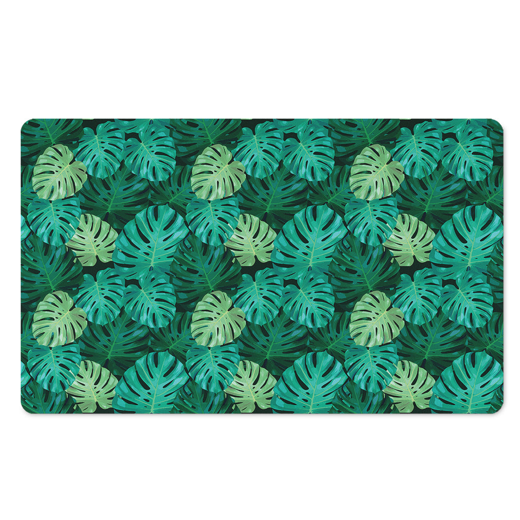 Green Tropical Monstera Pattern Print Polyester Doormat