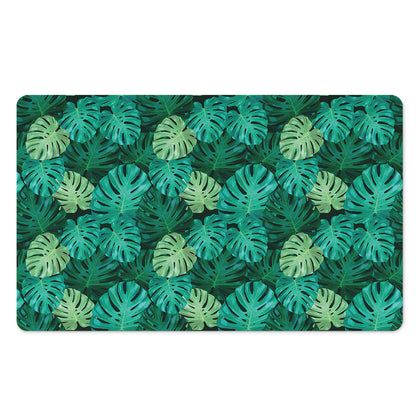 Green Tropical Monstera Pattern Print Polyester Doormat