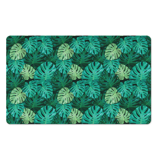 Green Tropical Monstera Pattern Print Polyester Doormat