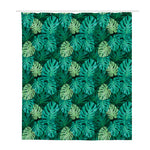 Green Tropical Monstera Pattern Print Polyester Shower Curtain