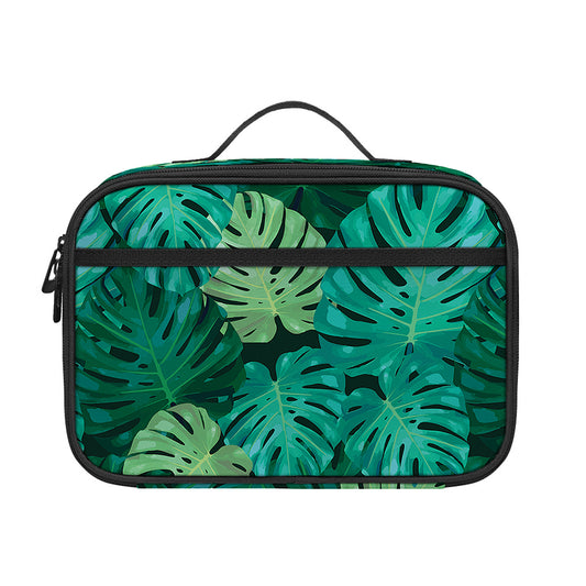 Green Tropical Monstera Pattern Print Portable Lunch Bag
