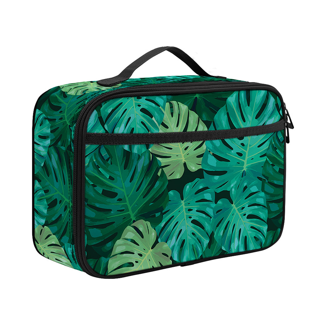 Green Tropical Monstera Pattern Print Portable Lunch Bag