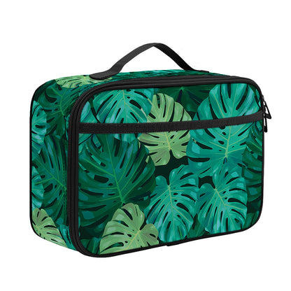 Green Tropical Monstera Pattern Print Portable Lunch Bag