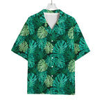 Green Tropical Monstera Pattern Print Rayon Hawaiian Shirt