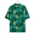 Green Tropical Monstera Pattern Print Rayon Hawaiian Shirt