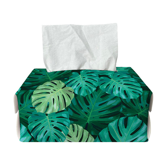 Green Tropical Monstera Pattern Print Rectangle Tissue Box Cover
